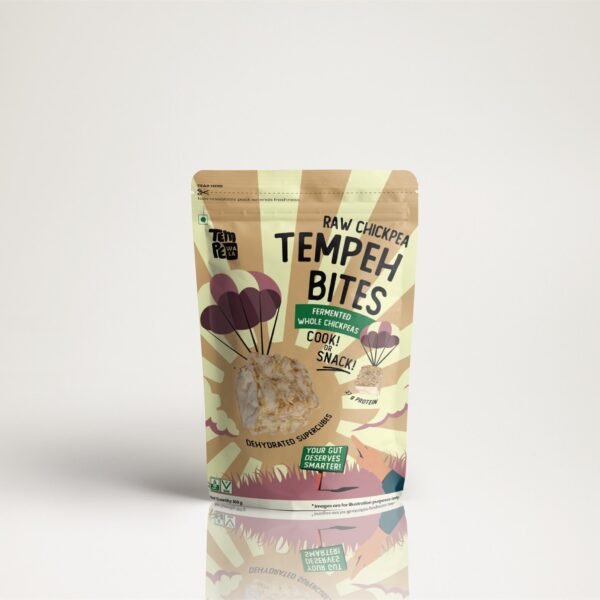 TempeWala Raw Chickpea Tempeh Bites, 27g protein per 100g, soy-free chana dal