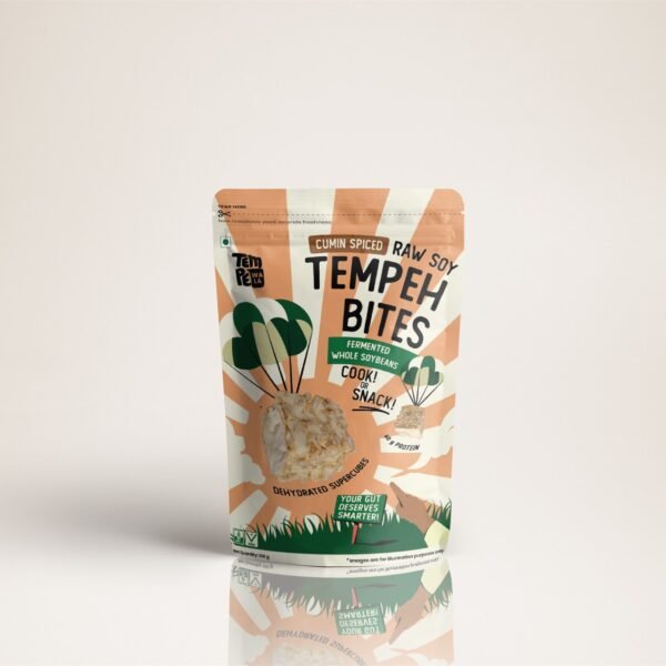 TempeWala Cumin Spiced Raw Soy Tempeh Bites, 60g protein per 100g