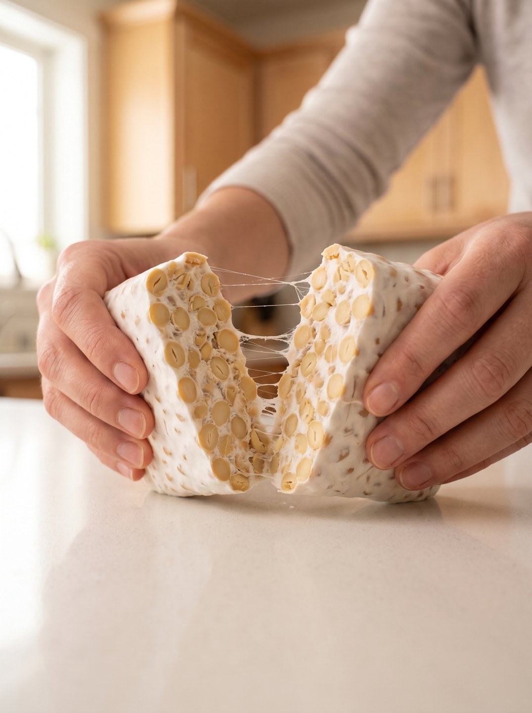 The block: whole soybeans knit together by the culture